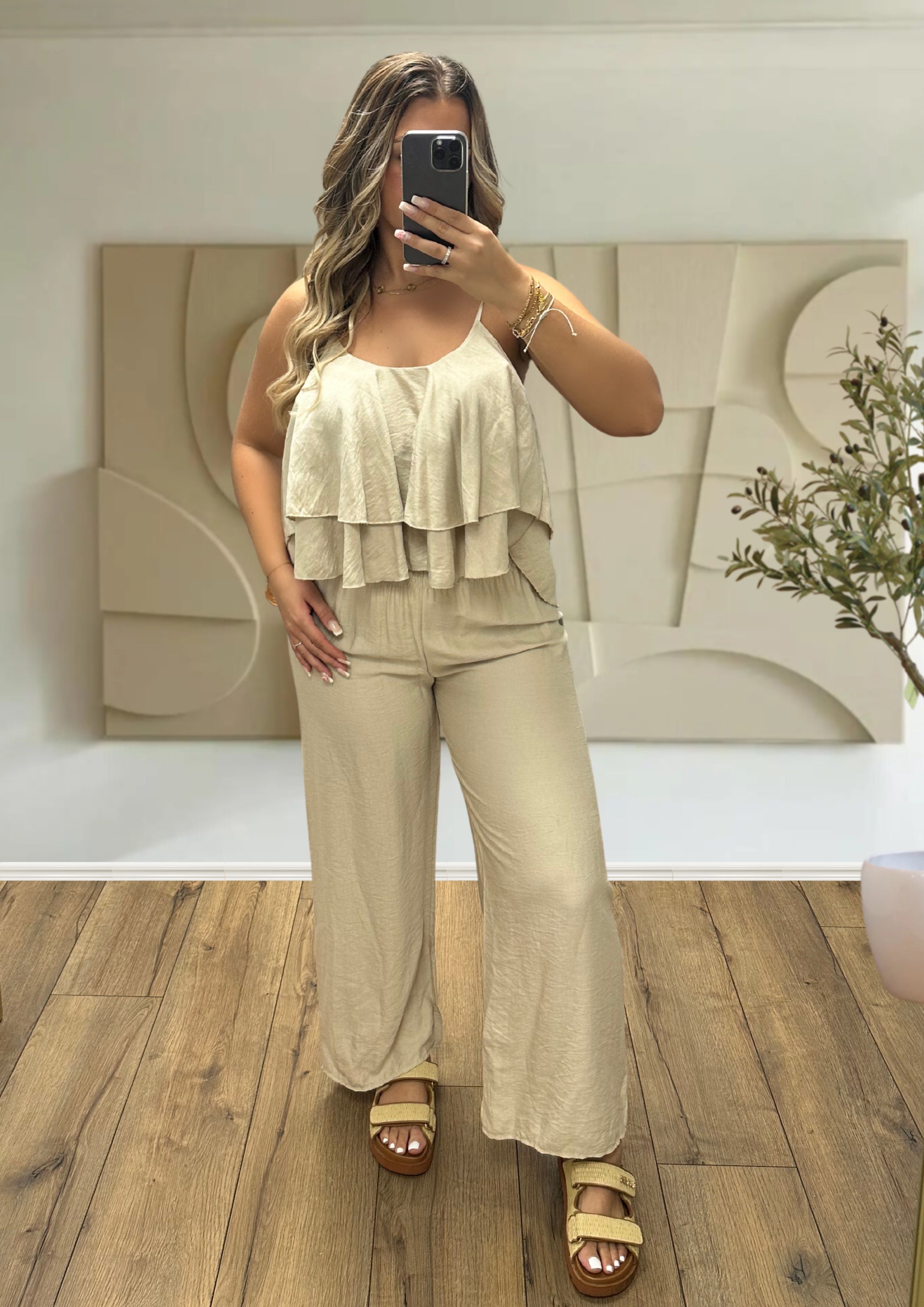 ENSEMBLE TOP A BRETELLES BEIGE