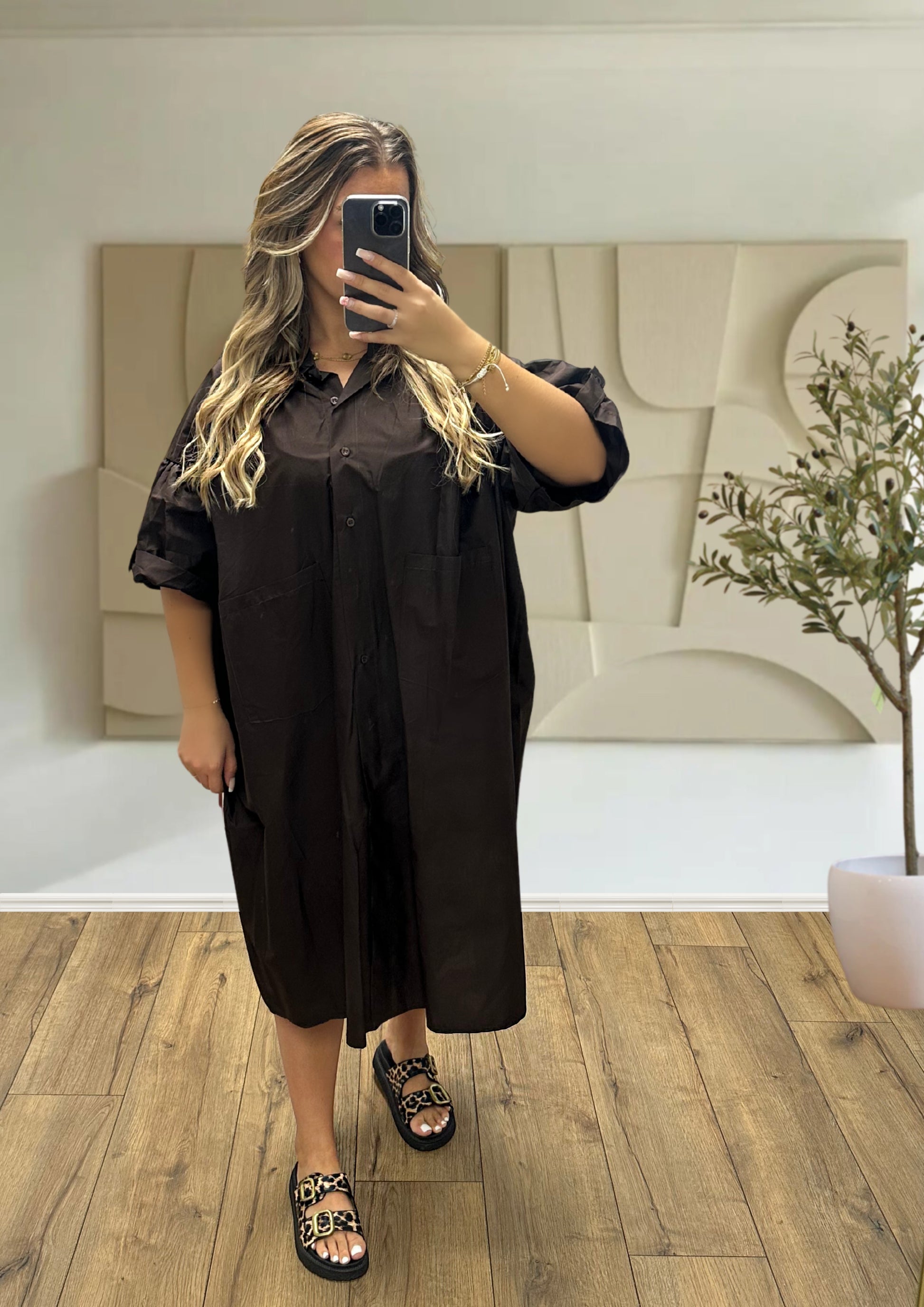 ROBE CHEMISE OVERSIZE MARRON