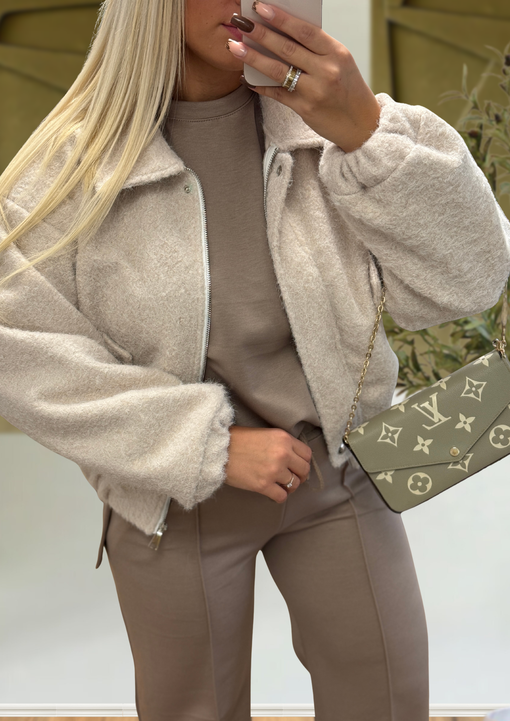 BOMBER LAINE BOUCLER BEIGE
