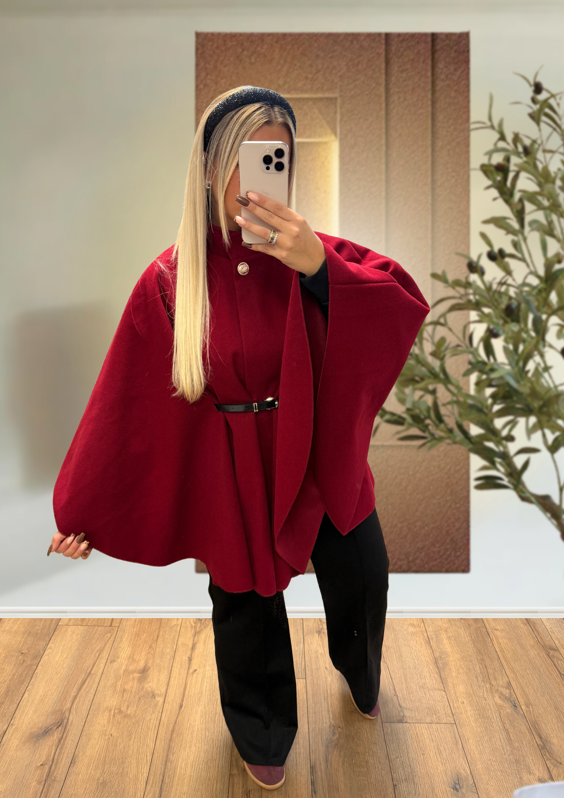 PANCHO À CEINTURE BORDEAUX