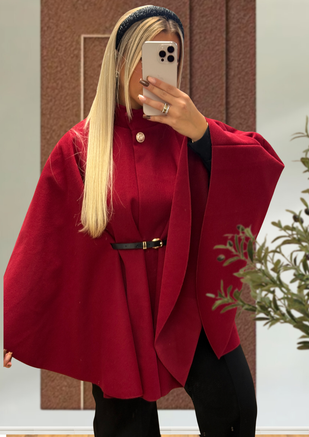 PANCHO À CEINTURE BORDEAUX