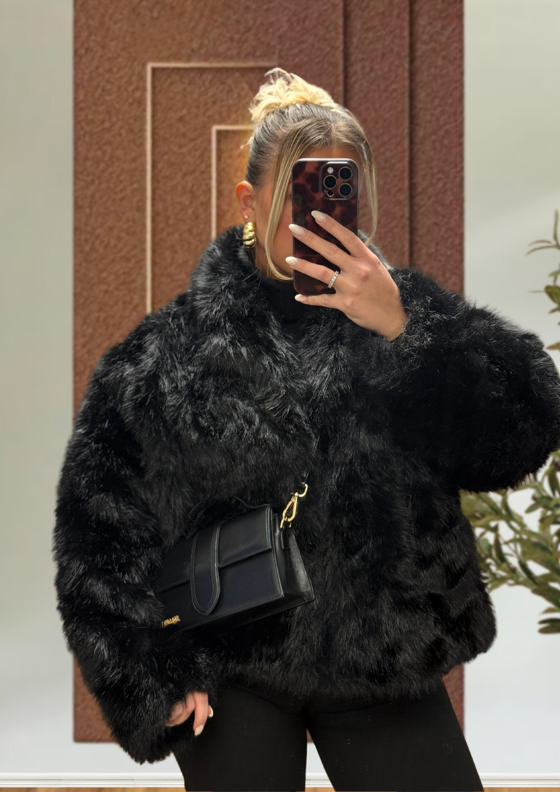 Veste fausse fourrure NOIR