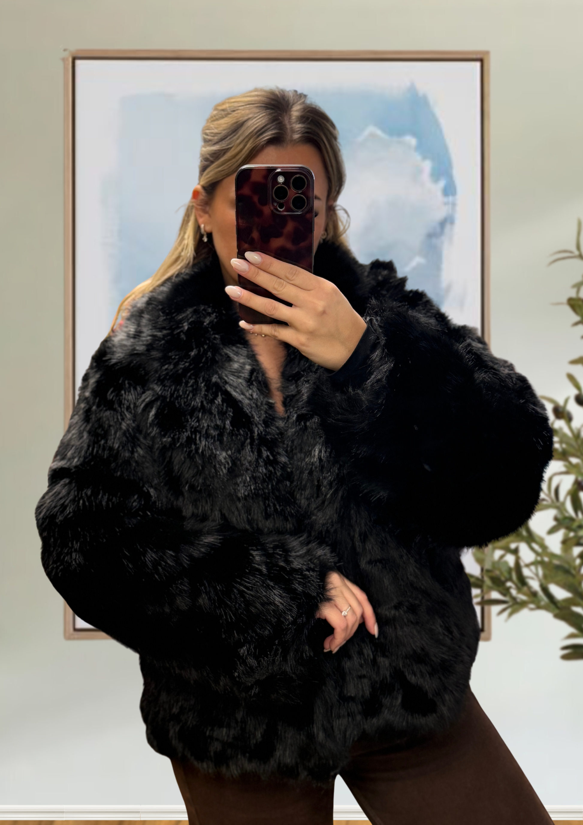 VESTE COURTE  FOURRURE NOIR