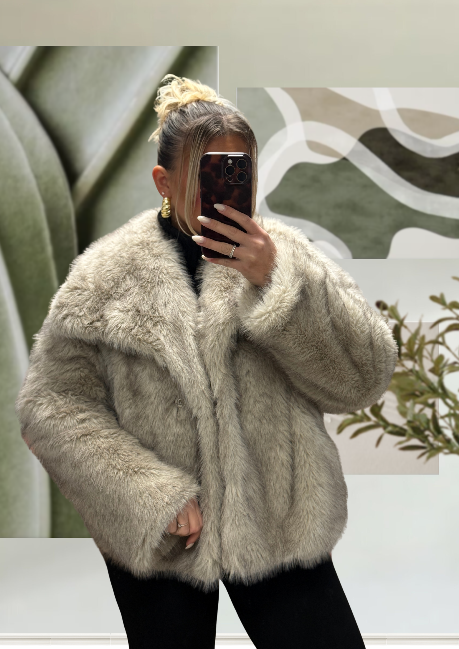 Veste fausse fourrure NOIR Beige