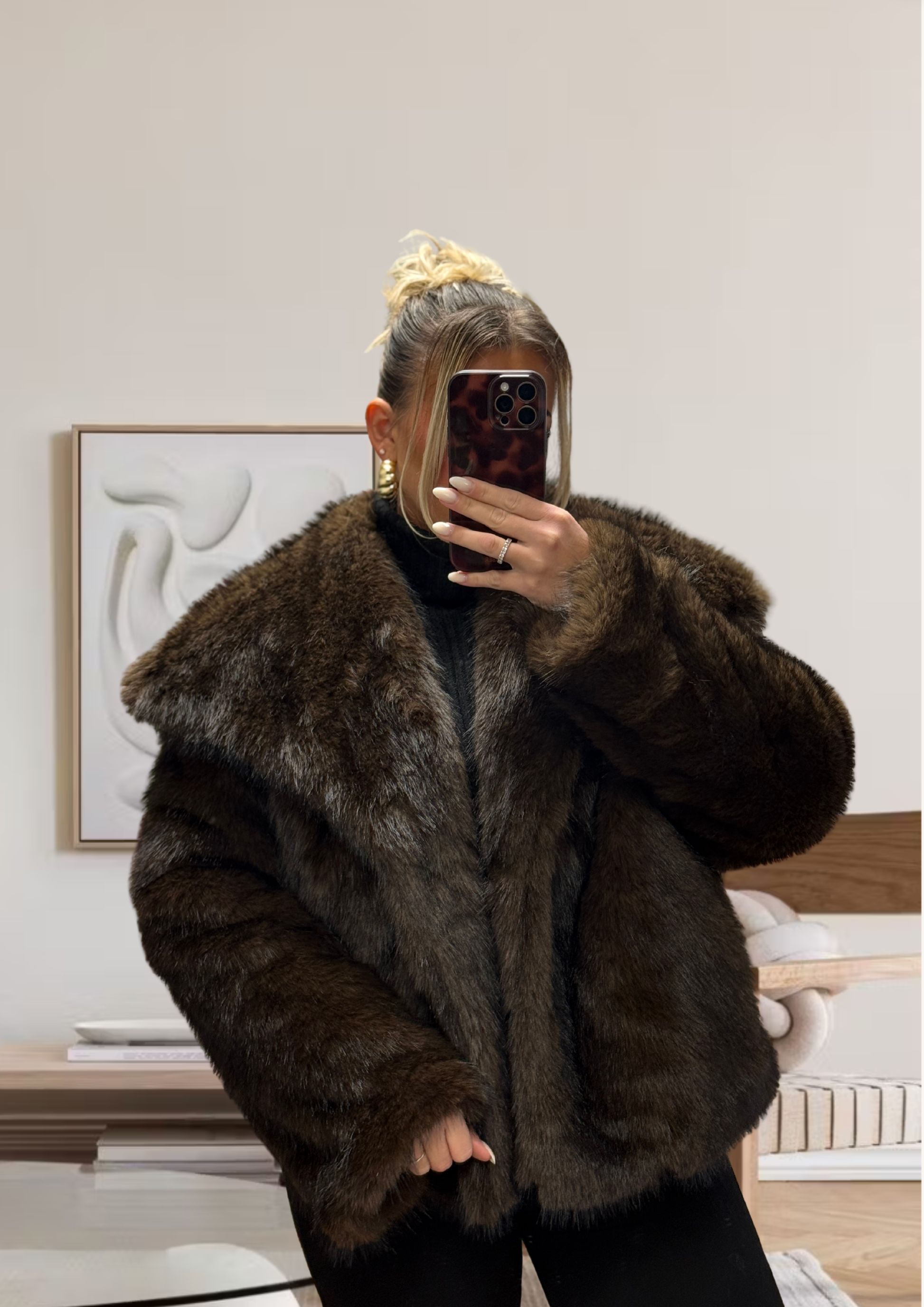 Veste fausse fourrure Marron