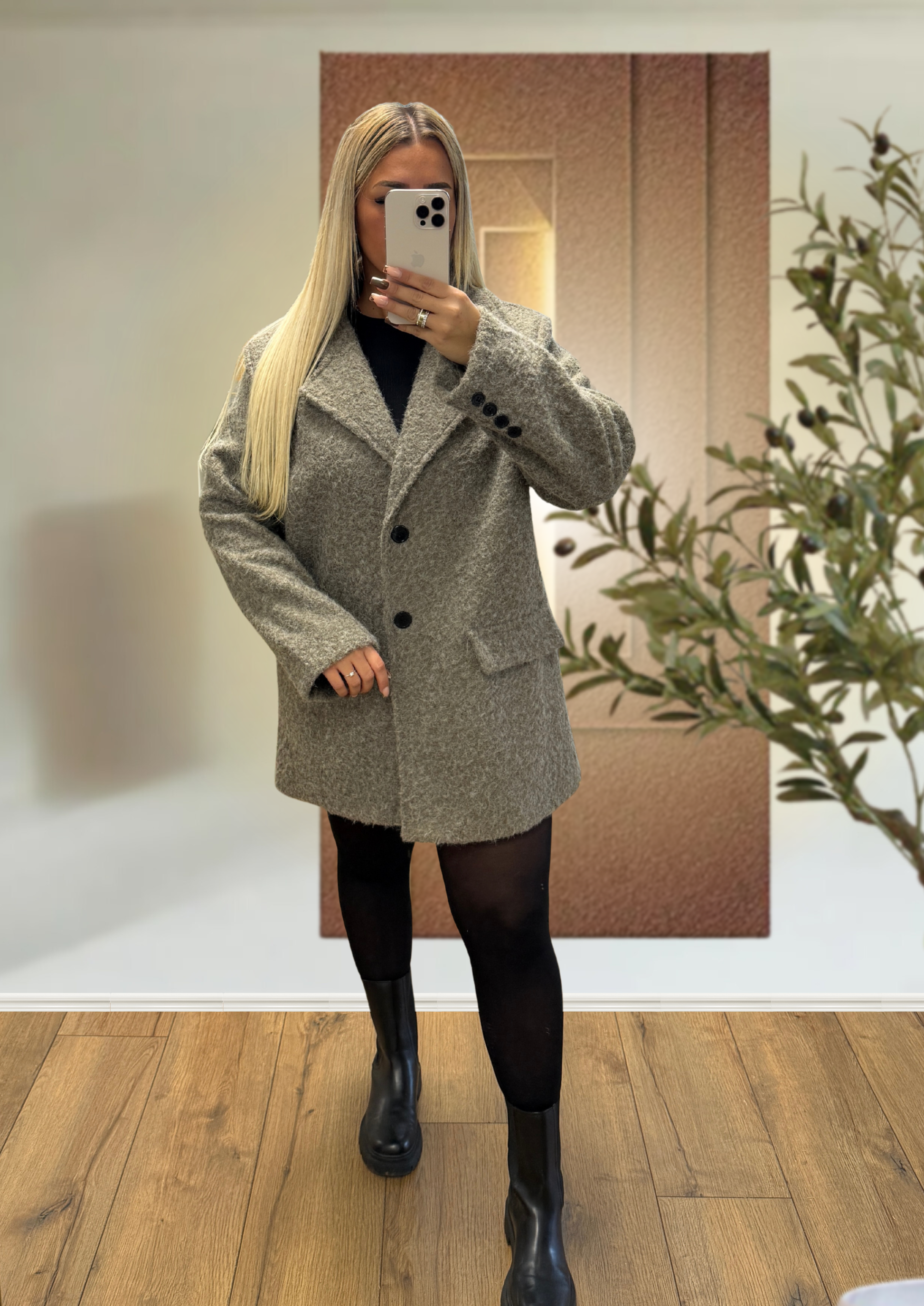 Blazer Laine bouclée Taupe