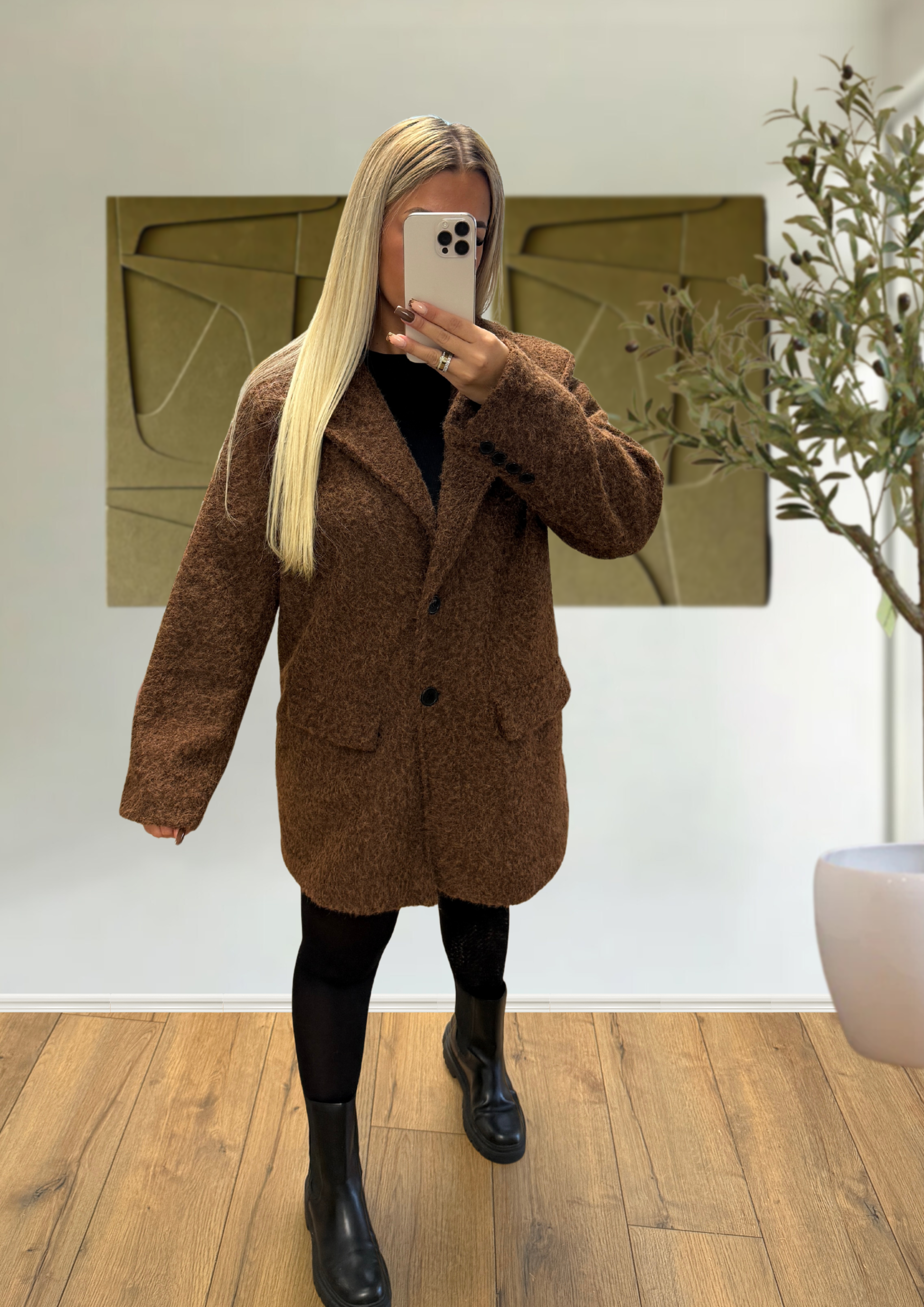 Blazer Laine bouclée Chocolat