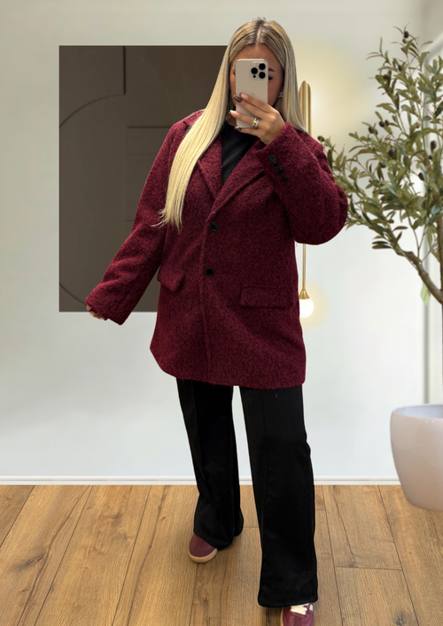 Blazer Laine bouclée bordeaux