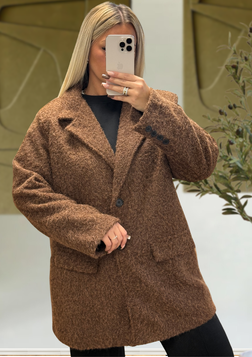 Blazer Laine bouclée Chocolat