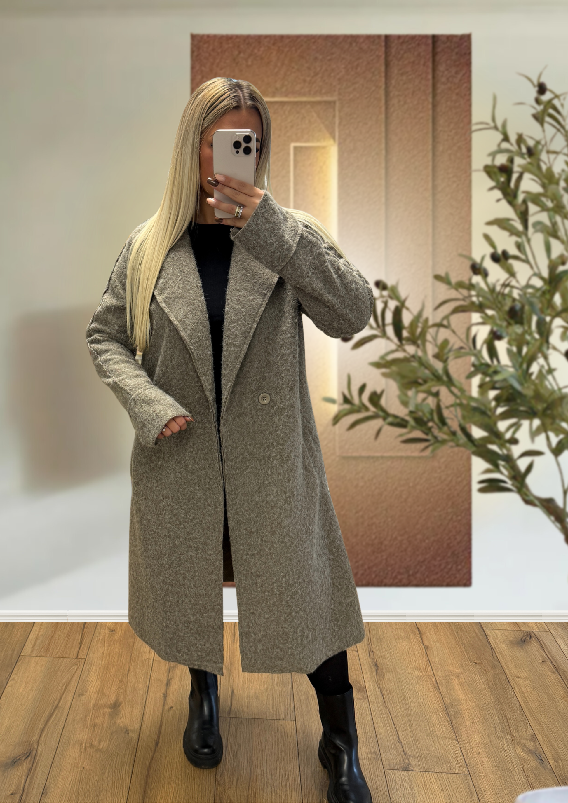 MANTEAU LONG TAUPE