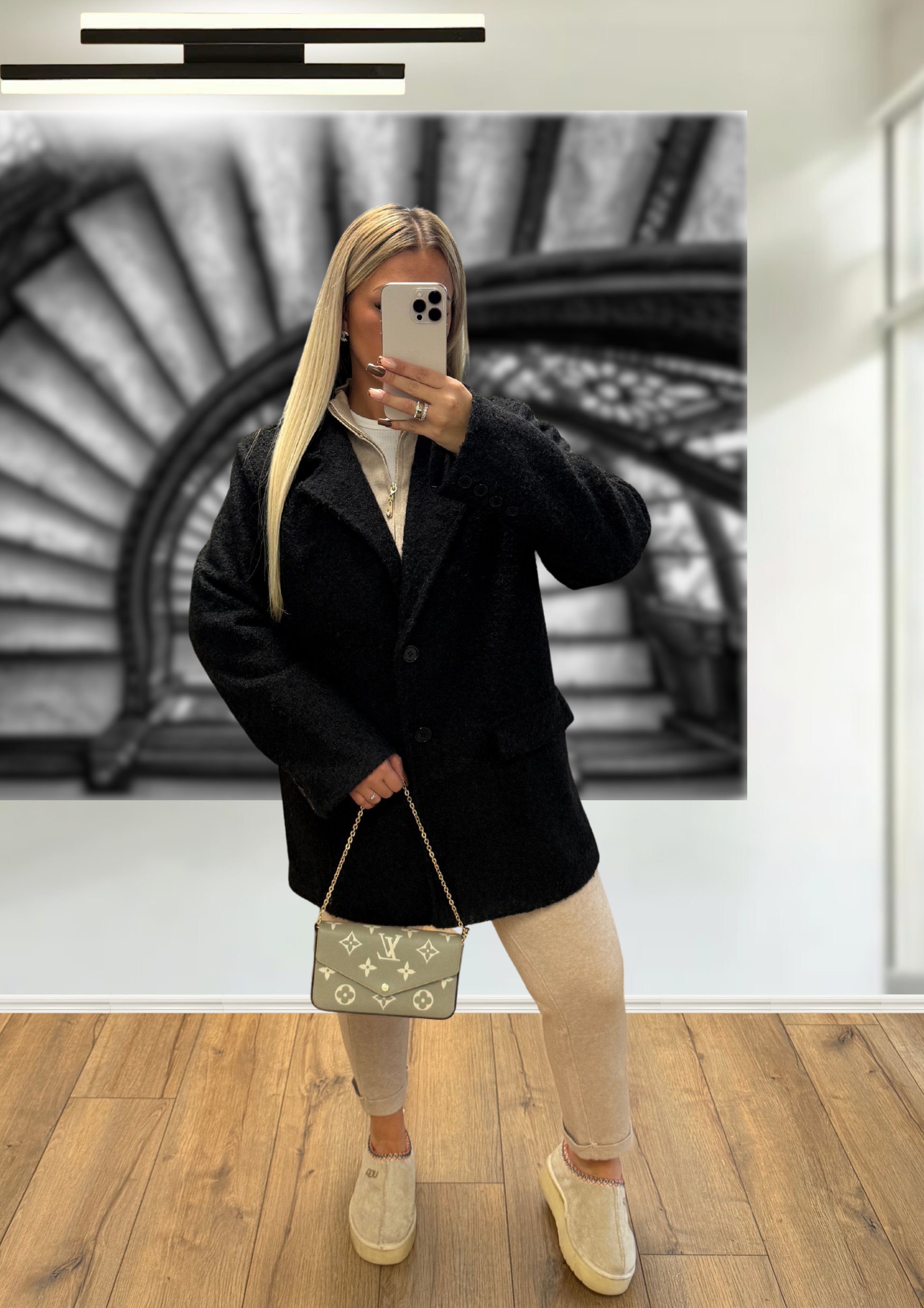 Blazer Laine bouclée Noir