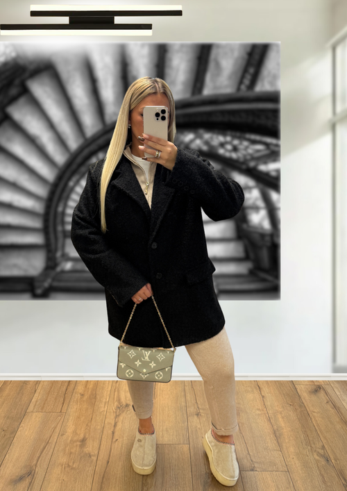 Blazer Laine bouclée Noir
