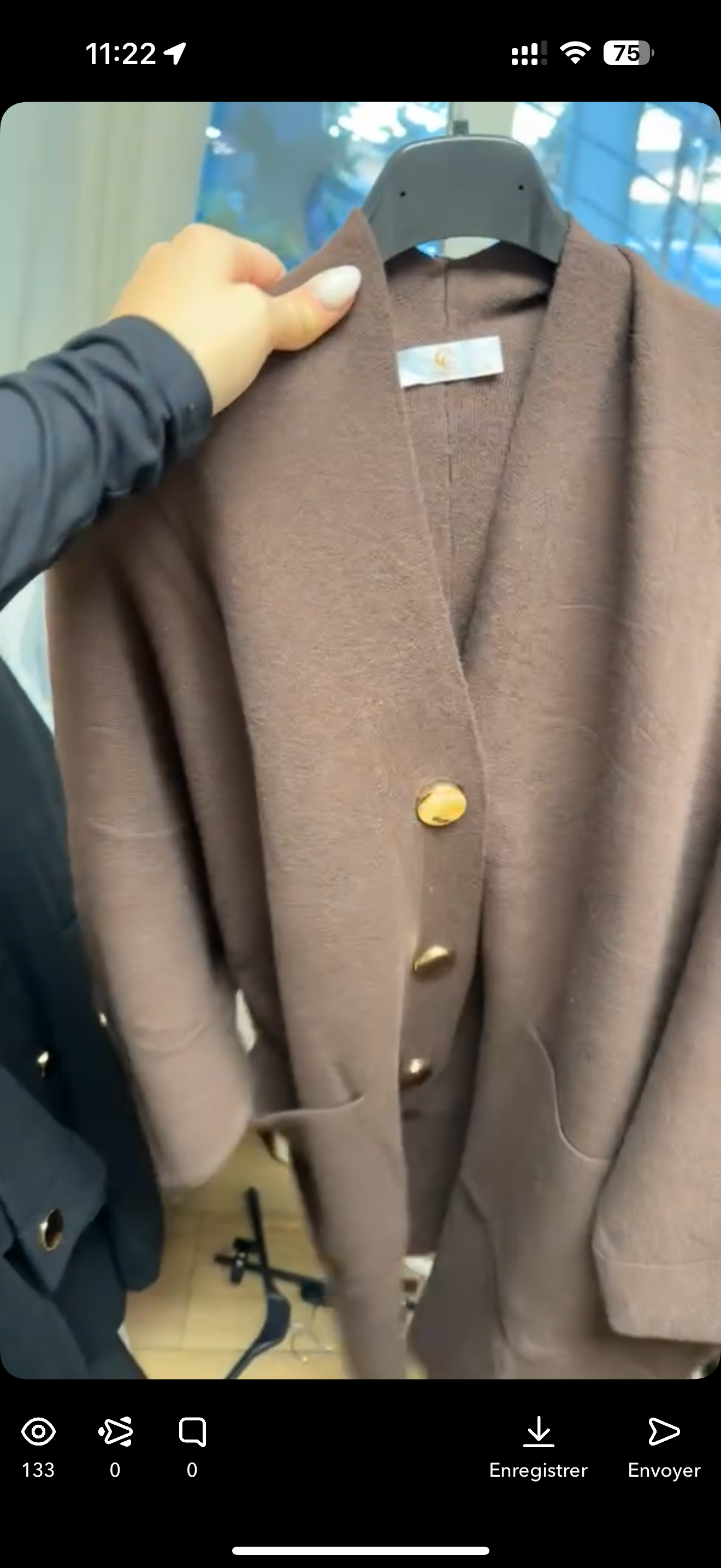 Gilet long à boutons doré marron